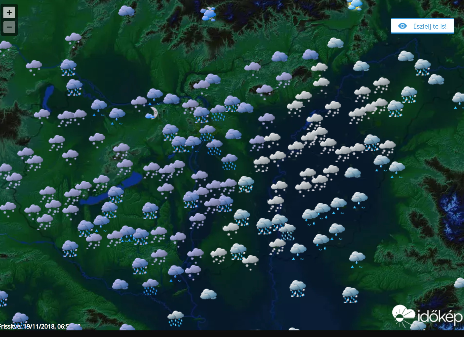 Az Időkép térképe ma reggel 6:51-kor