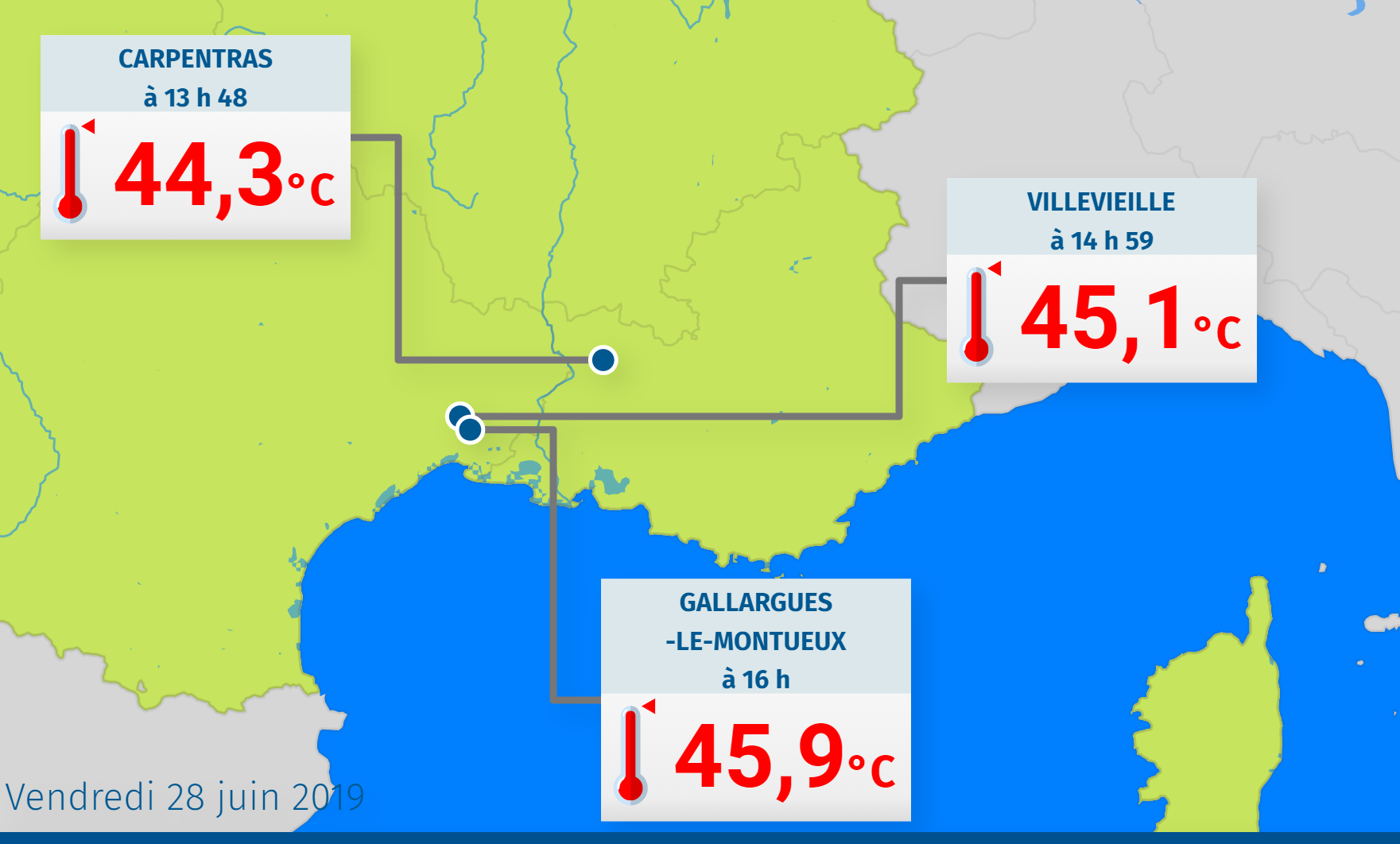 A mai rekordok (Meteo France)