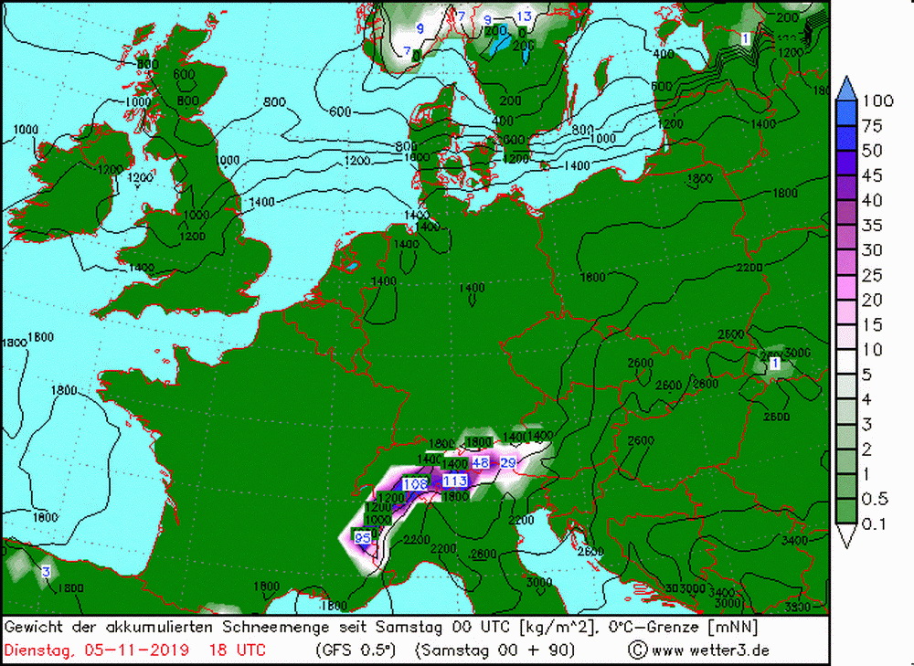 A fenti régiókban várható havazás a következő napokban