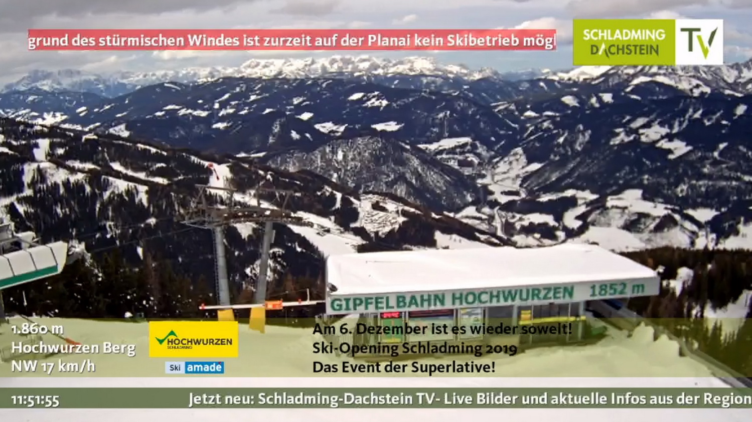 Planai szélvihar miatt zárva