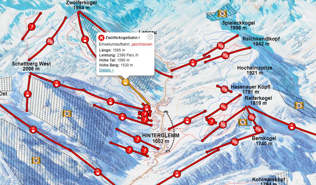 Kabinos a pályatérképen - Fotó: schneehoehen.de