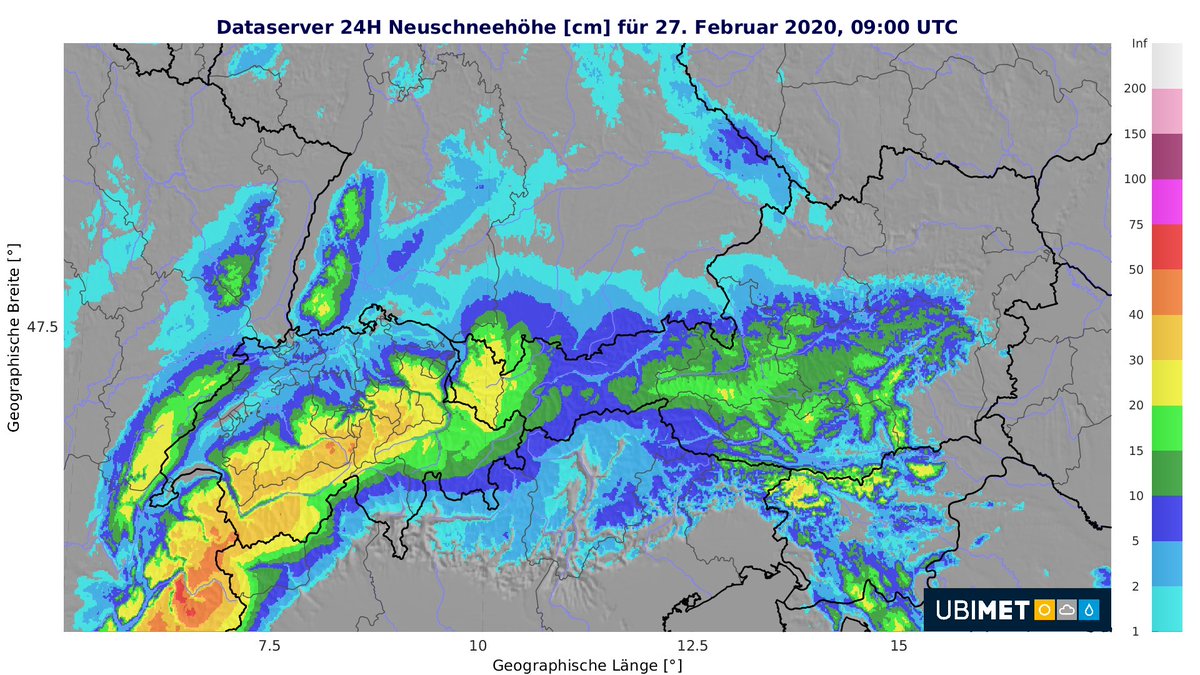Várható hómennyiség eloszlása csütörtökig