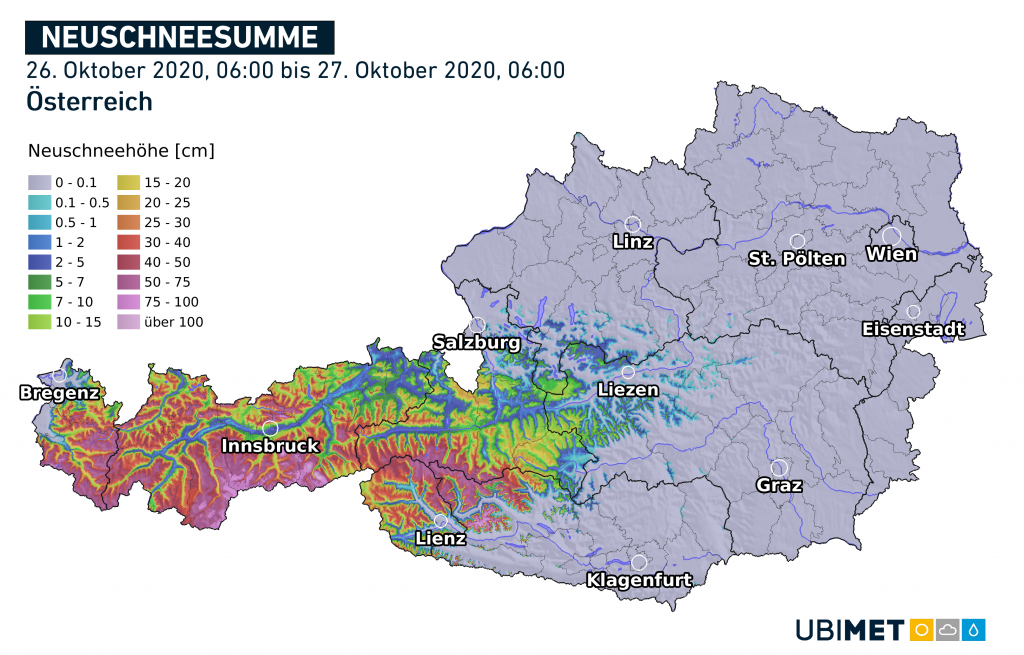 A ma reggelig hullott friss hó mennyisége