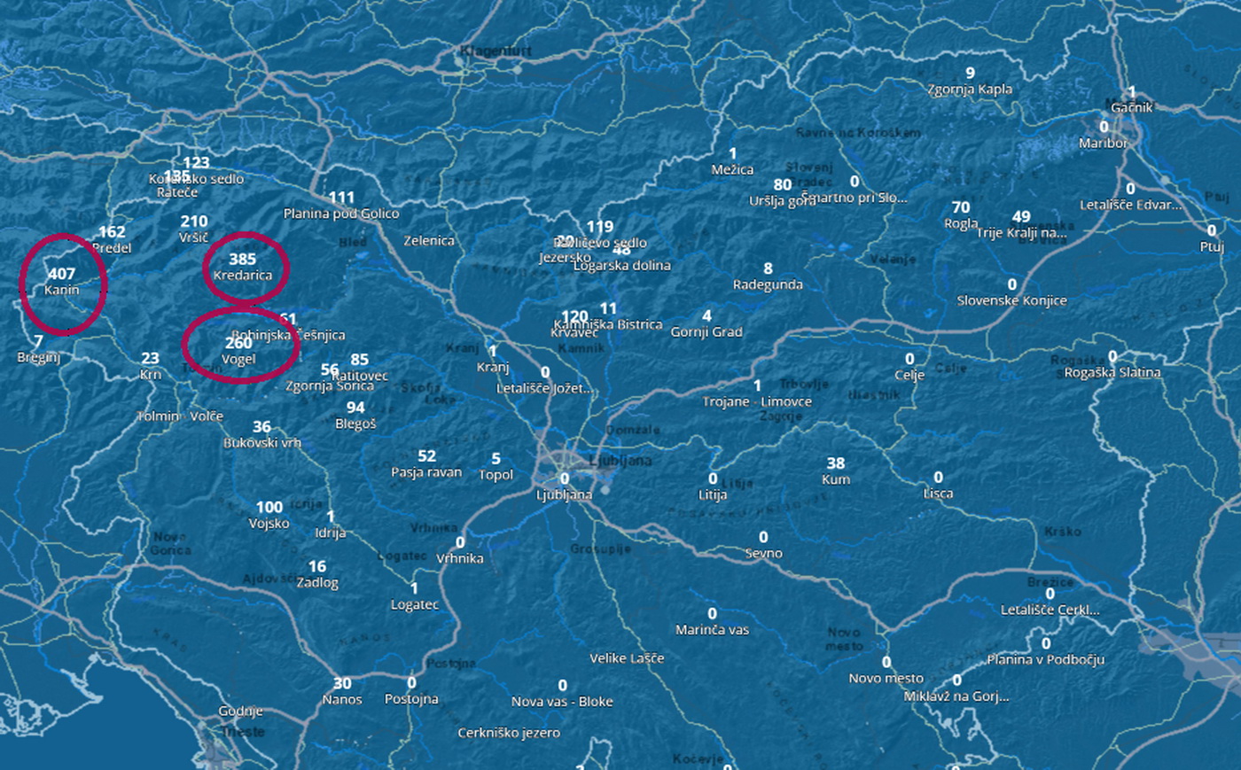 Szlovén hóhelyzet tegnap