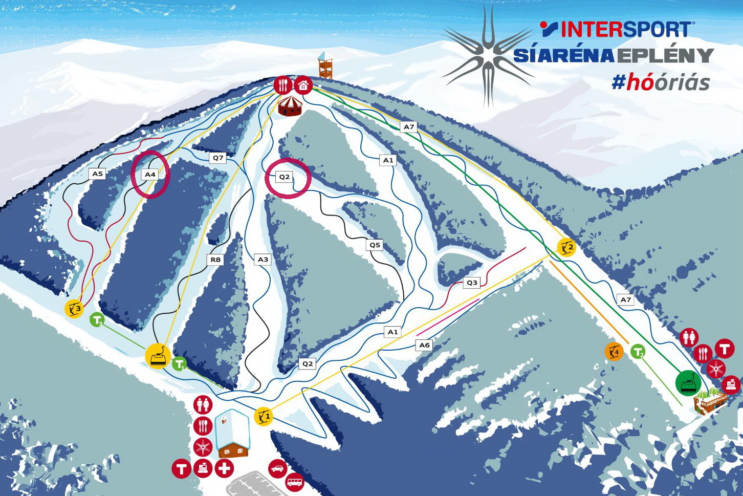 A két említett pálya a térképen