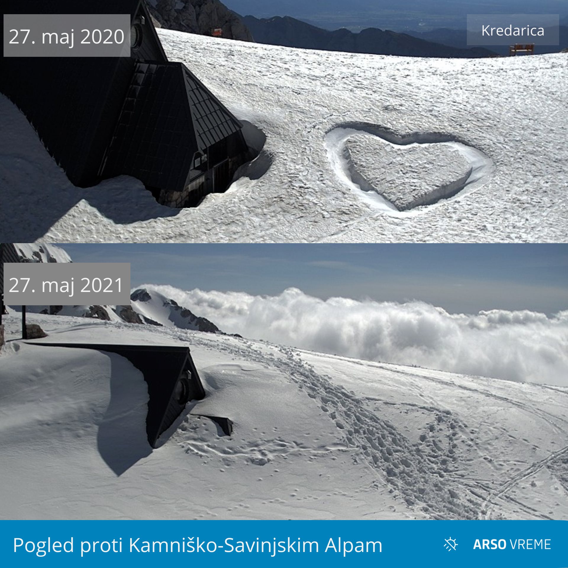 A különbség: Kredarica tavaly és idén május végén