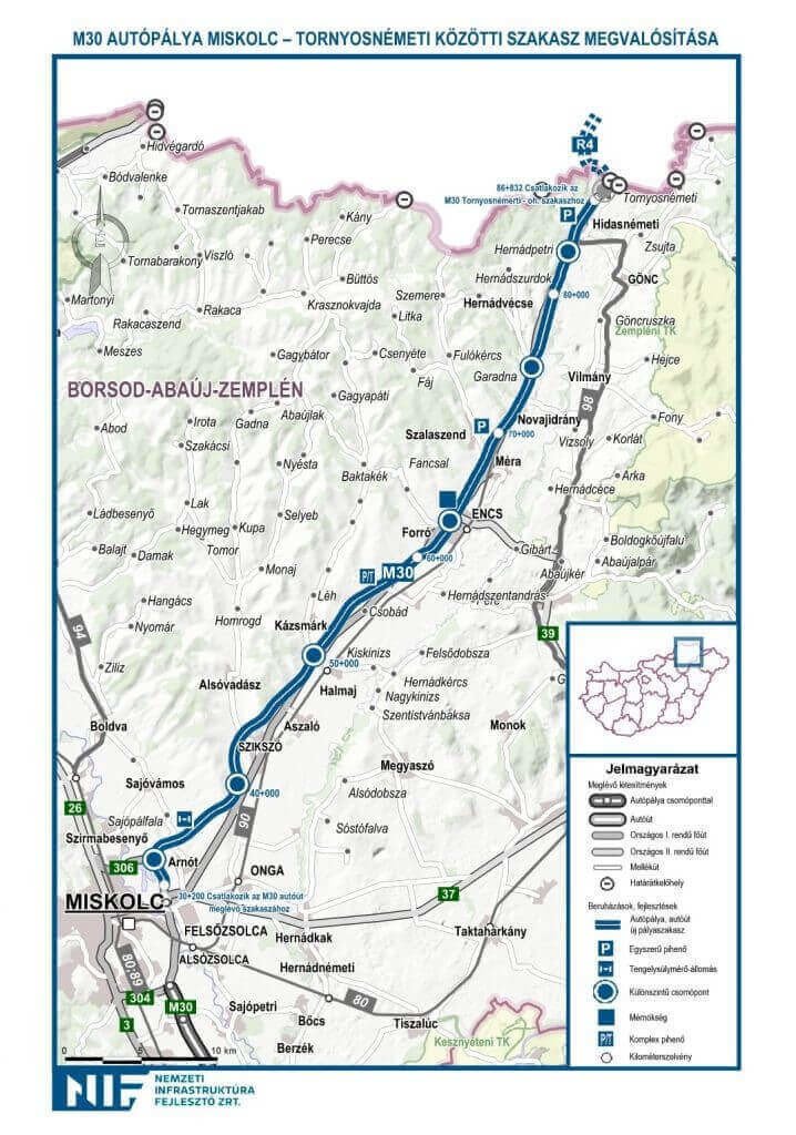 Kék színnel jelölve az új M30-as autópálya | Fotó: NIF Zrt.