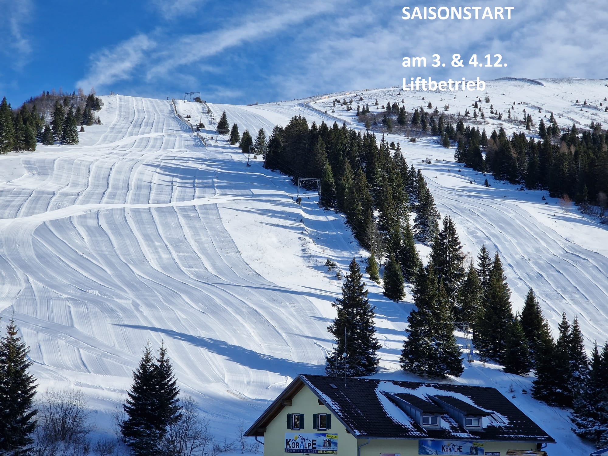 Koralpe.  A december 3-4-i hétvégére kinyitnak.