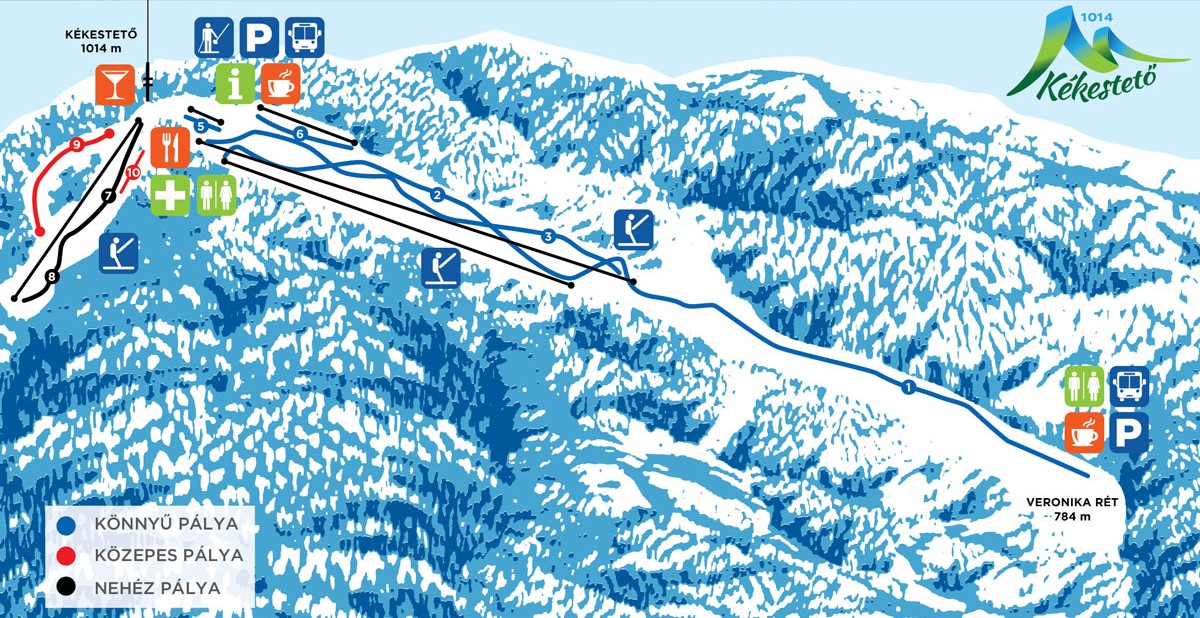Kékestető sítérképe: csak az 5-ös számmal jelzett tanulólift fog működni
