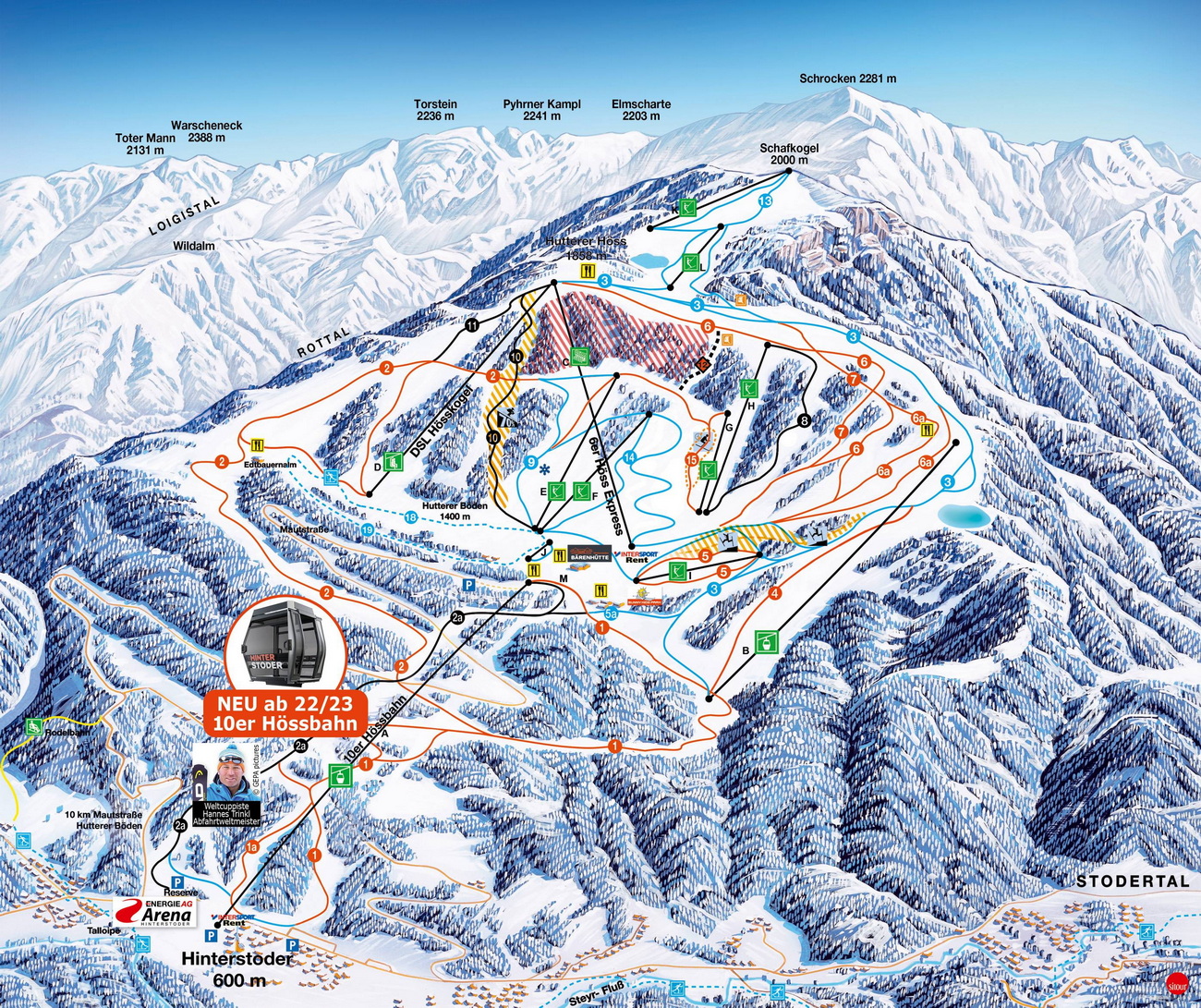Az új kabinos nyomvonala a sítérképen
