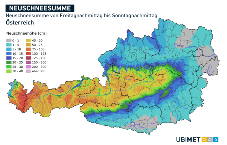 Ezek csak a szombatig várható (24 órás) hómennyiségek - Fotó: Ubimet