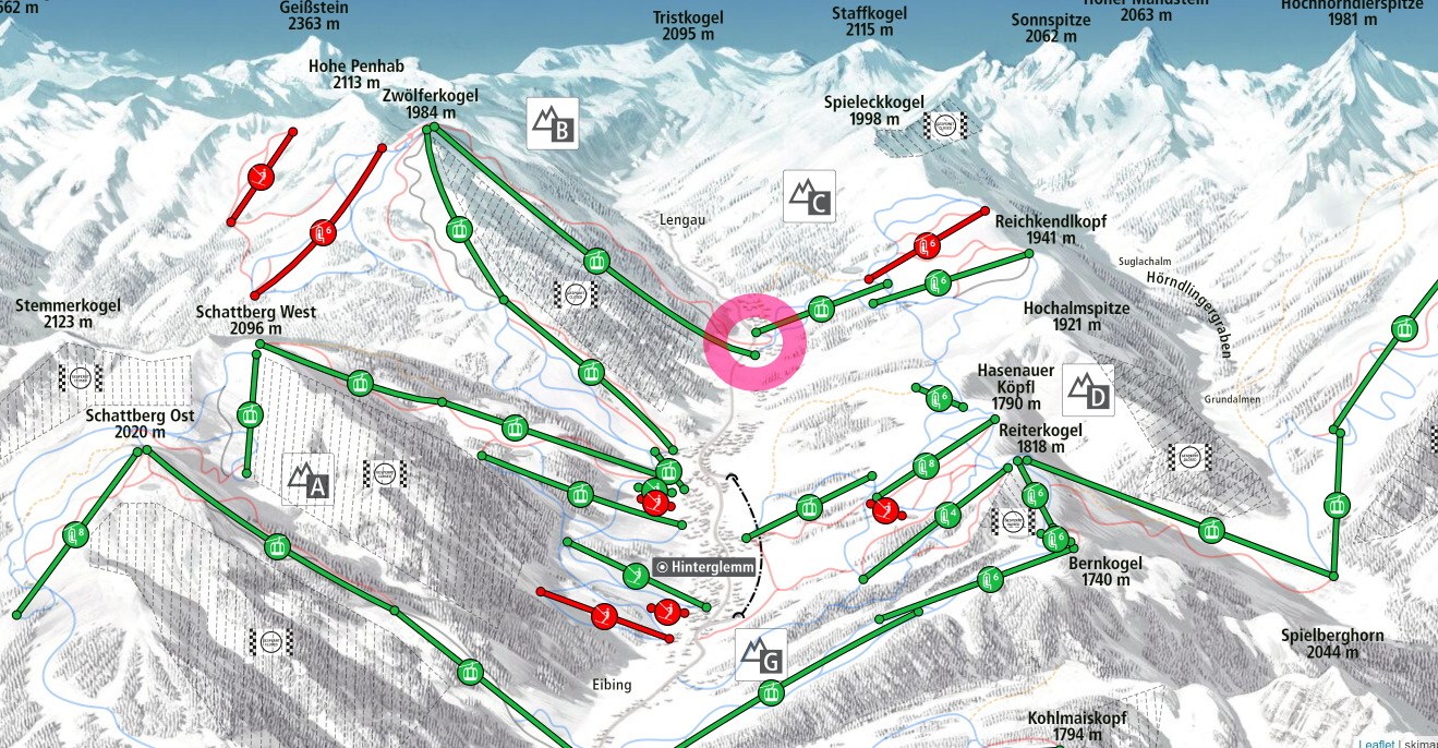 Az új híd a sítérképen
