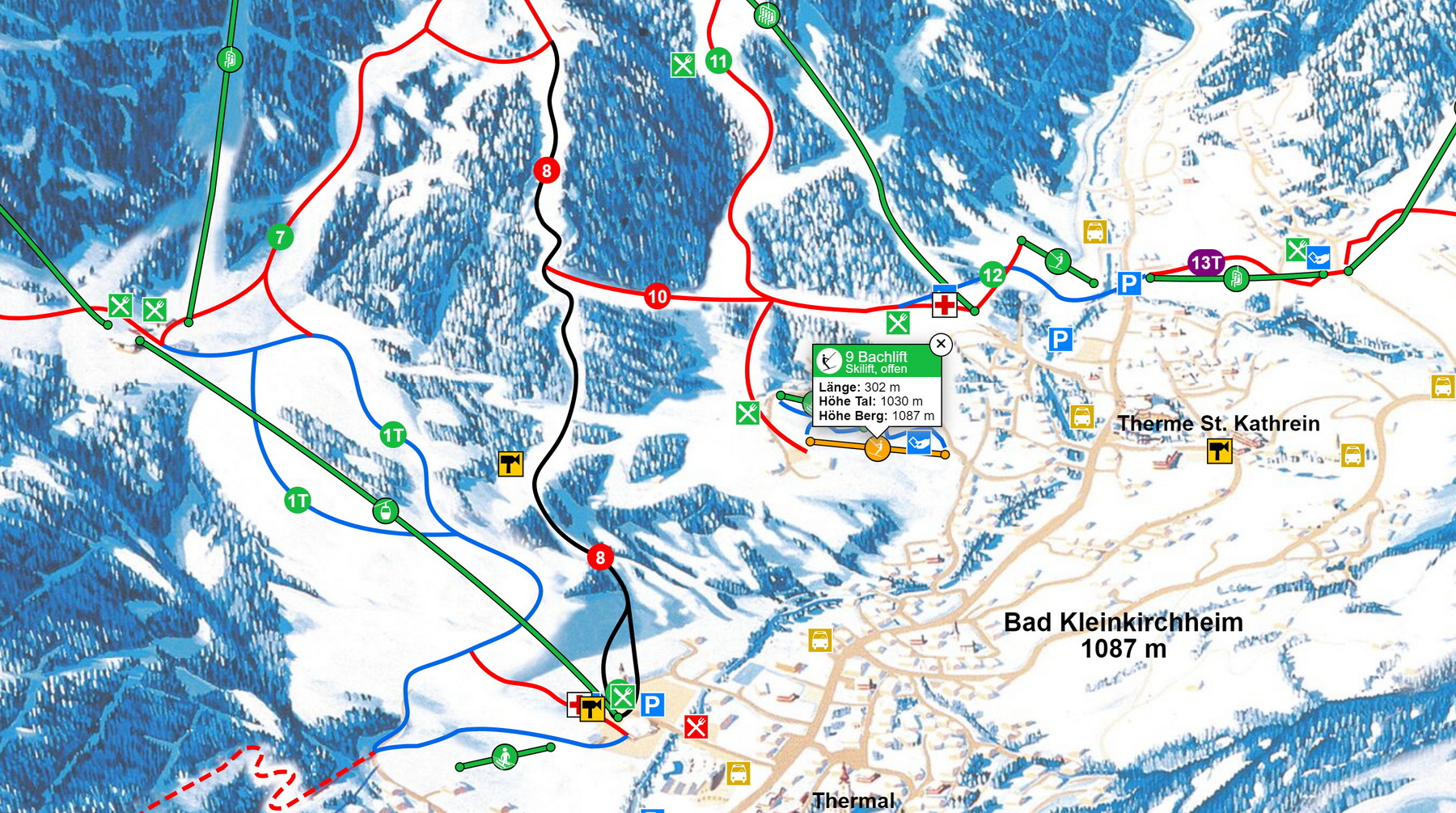 A Bachlift a sítérképen