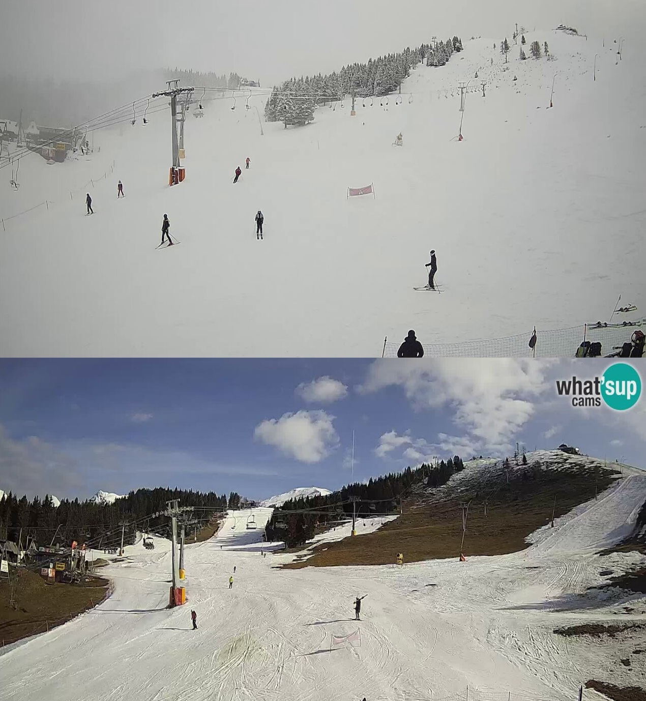 Krvavec: a különbség a mai és a keddi webkamera között