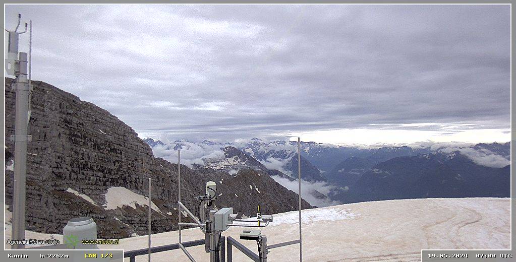 A meteorológiai állomás webkamerája 2260 méteren. Jelenlegi hóvastagság 228 cm.