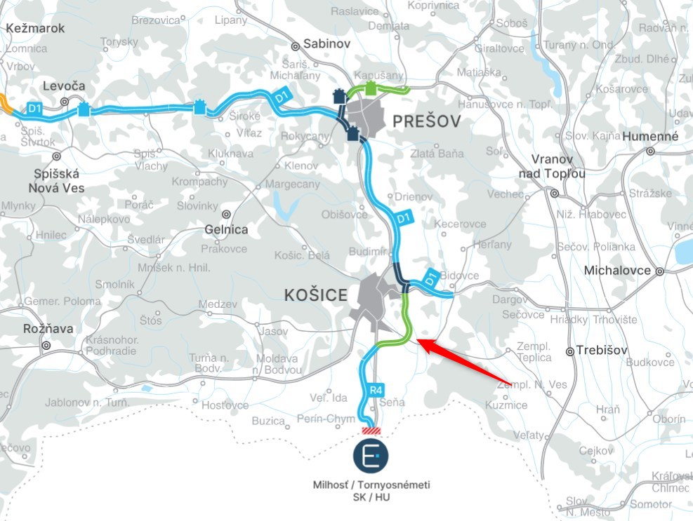 Zölddel jelölve az új, 15 kilométeres autópálya szakasz