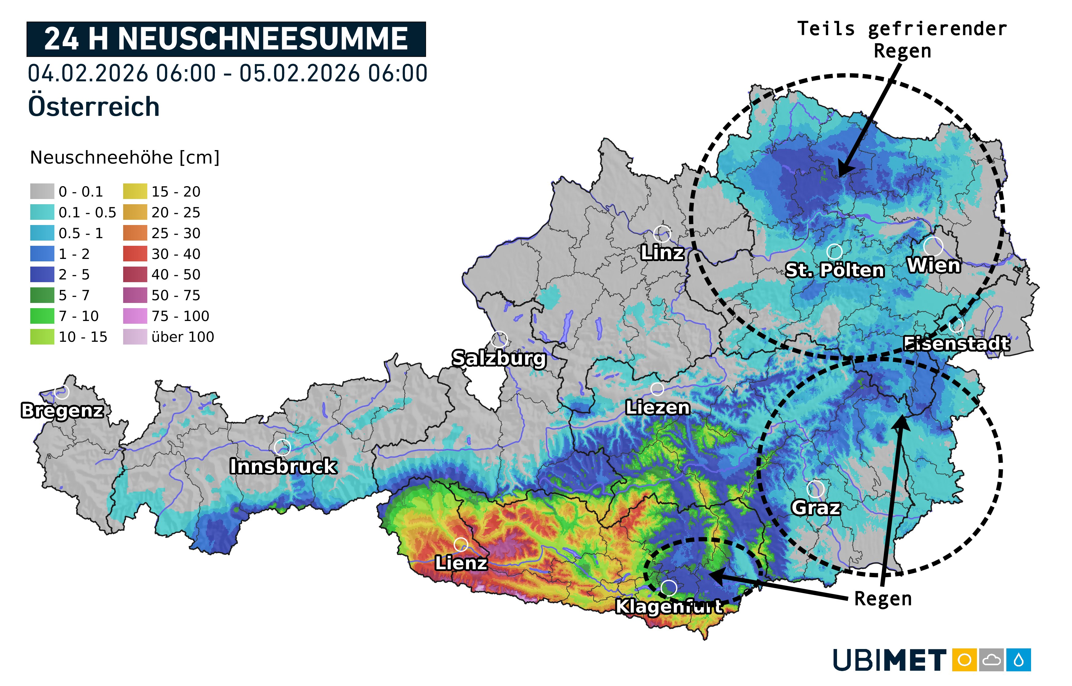 Ma reggeli havazás eloszlása és mennyisége Ausztriában