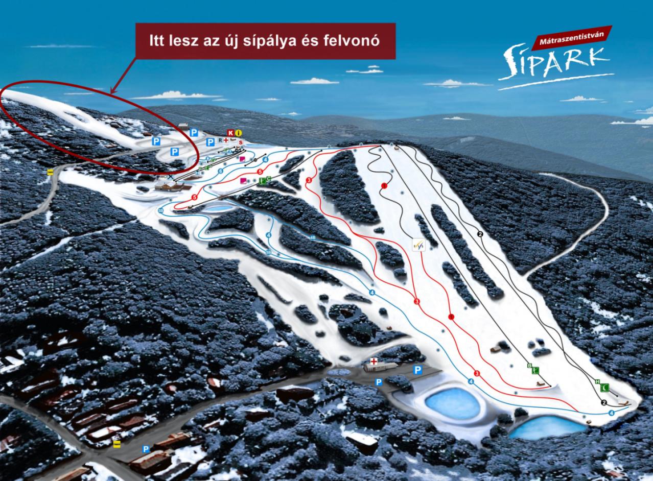 Az új sítérkép még nem készült el, ezért a jelenlegi sítérképen mutatjuk meg, merre bővül a síterület