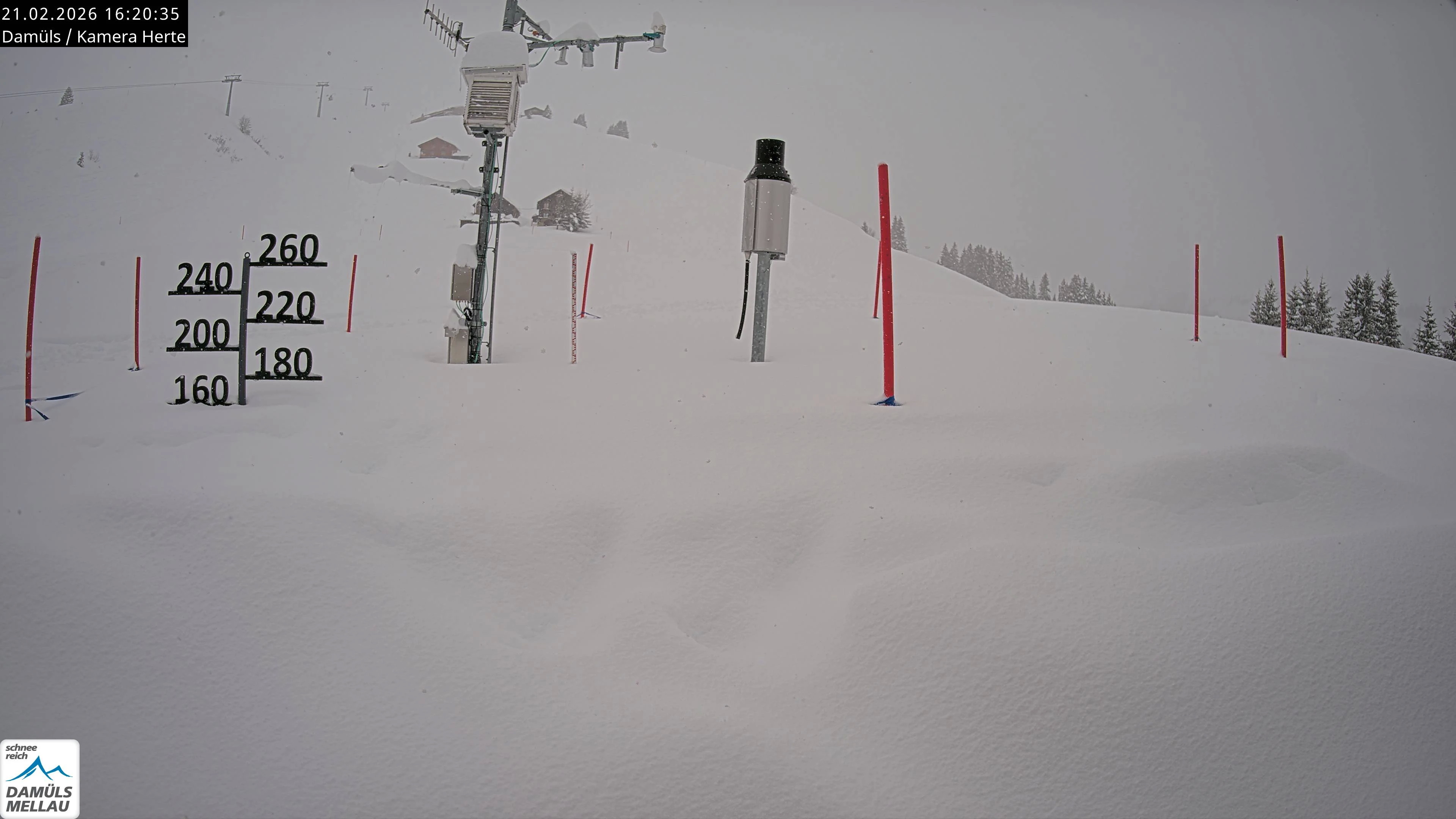 Mai webkamera, hómércével. Damüls - Herte - 1573 méter.