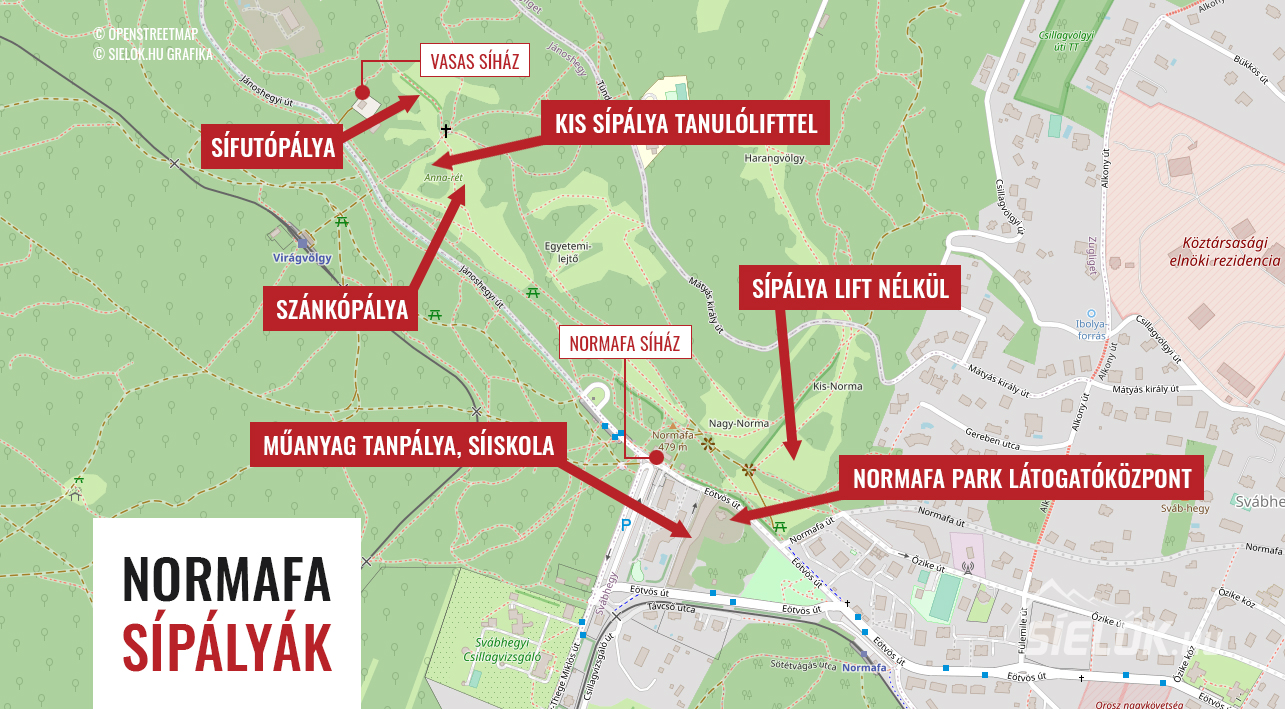 Téli sportolási lehetőségek a Normafán | Grafika: sielok.hu 2026