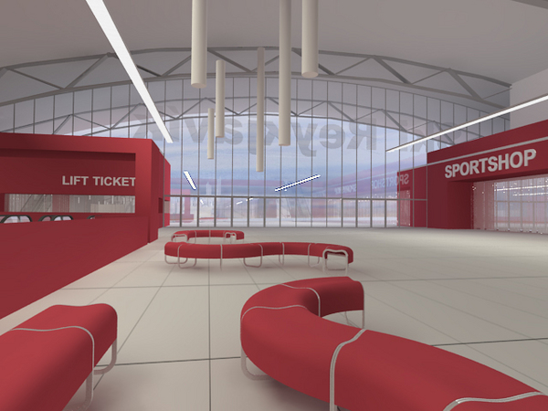 Látványterv: recepció a bejáratnál