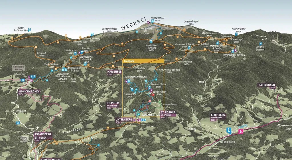 Kerékpáros útvonalak Kelet-Ausztriában: Trailpark St. Corona am Wechsel és Unternberg között