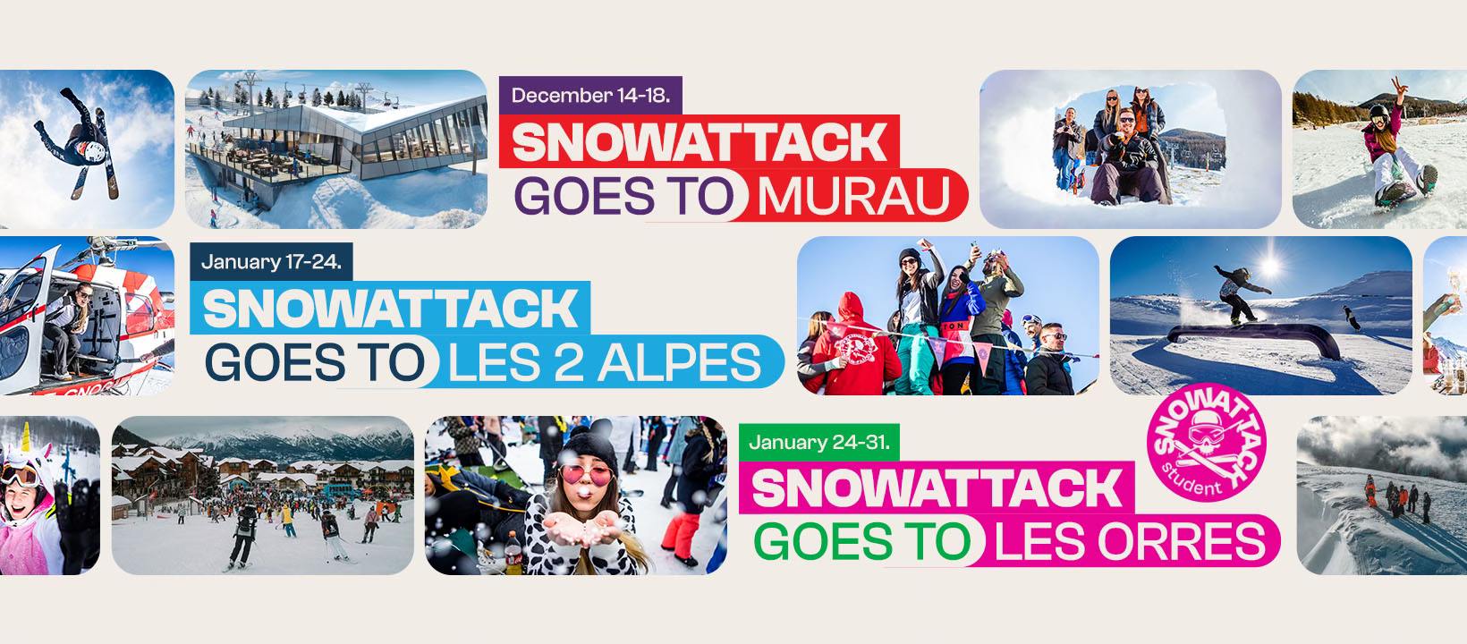Snowattack 4 helyszínen: Montgenevre , Murau, Les2Alpes, Les Orres