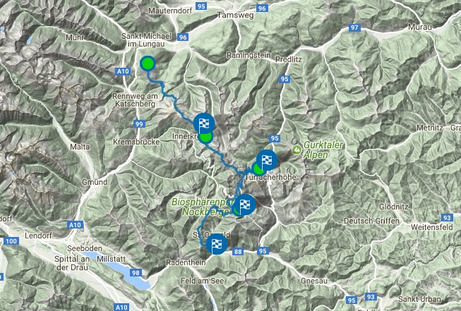 Katschbergről indul és Bad Kleinkircheimben ér véget a túra
