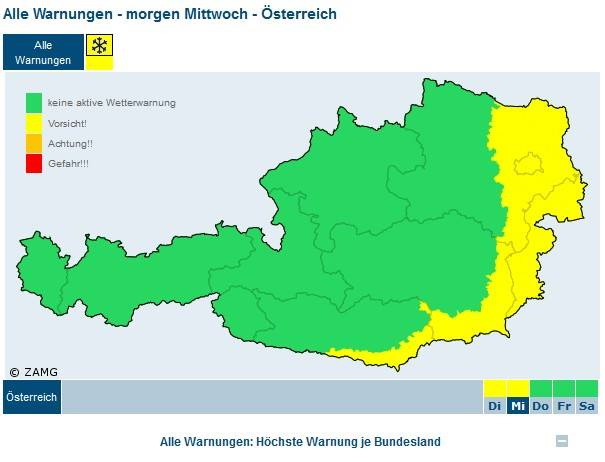 A szerdai előrejelzés