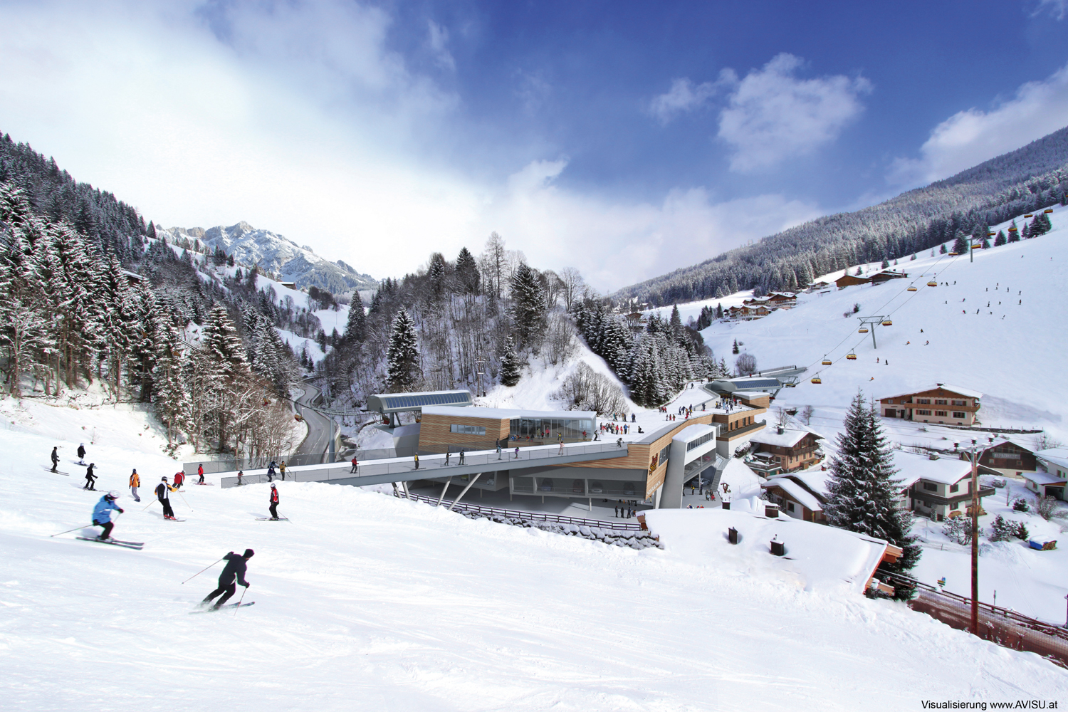 Az új Bürglalmlift és az átkötő híd. - Copyright Region Hochkönig