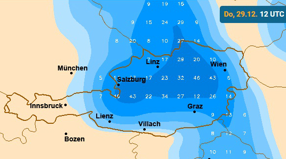 Csütörtökig várható hómennyiségek - Wetteronline.de