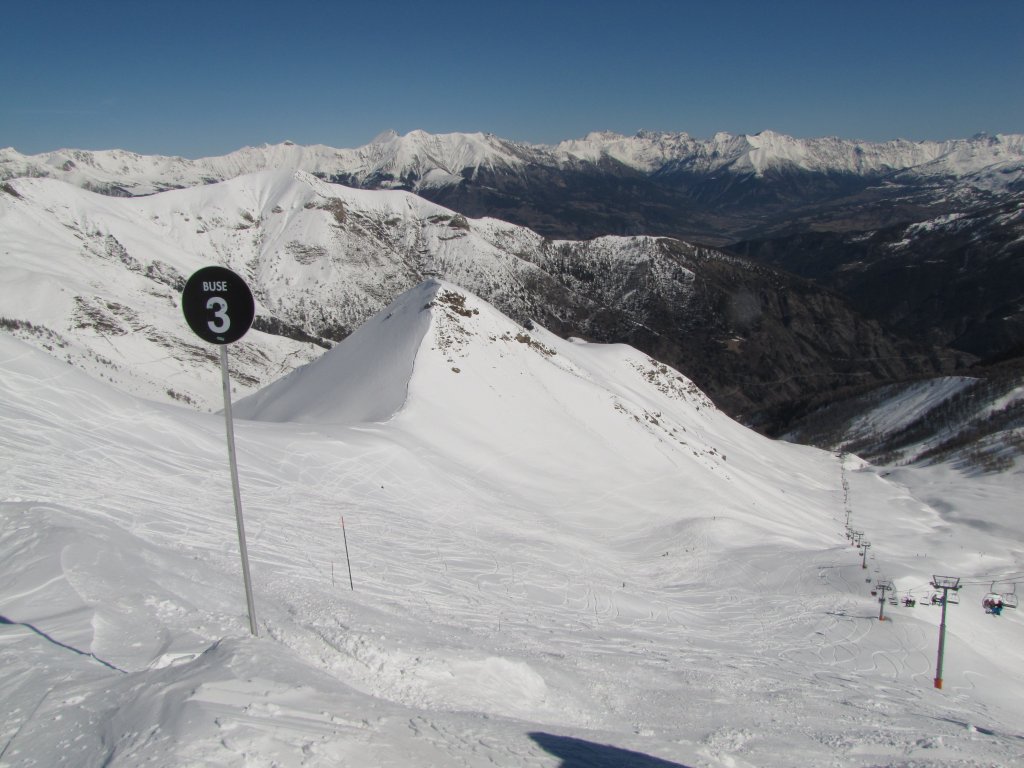 Tete de Sestriere, a Buse nevű fekete pálya kezdete