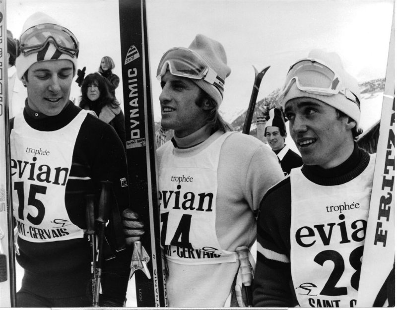 1971 február, Megeve, FR Gustavo Thoeni (I), Jean-Noel Augert (FR), és Christian Neureuther (D) II., I.,  III. hely