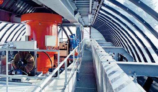 A fogadóállomás felső szintjén található gépterem.