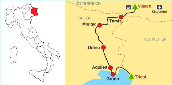 Alpe-Adria Radweg - térkép