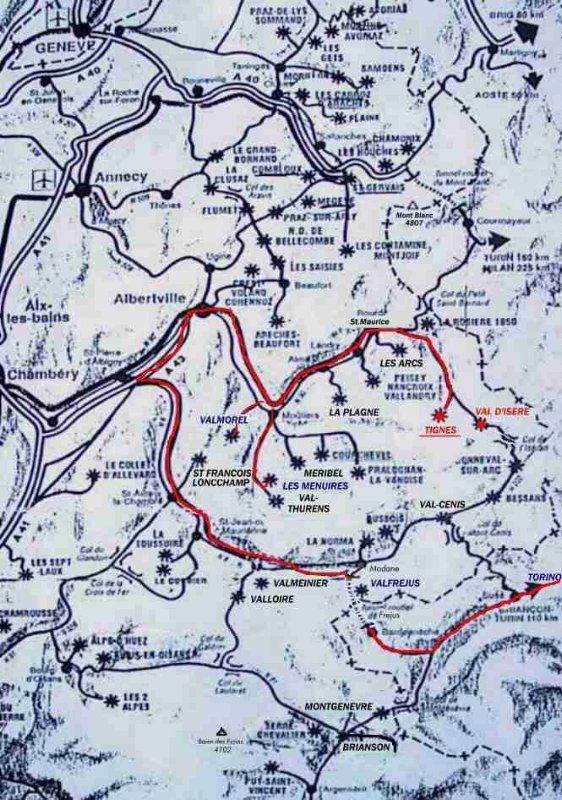 A francia terület útvonal térképe