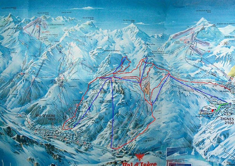 Val d'Isere első területének bejárása