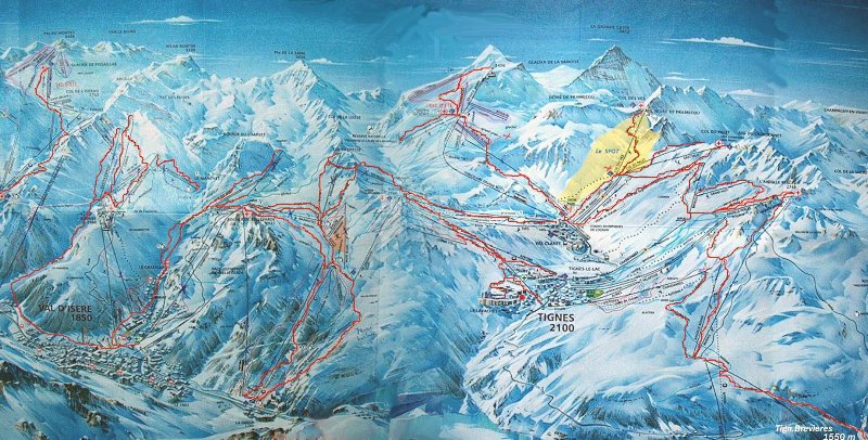 Térképen megjelőlve a 6 napon bejárt terület főbb pályái a régióban