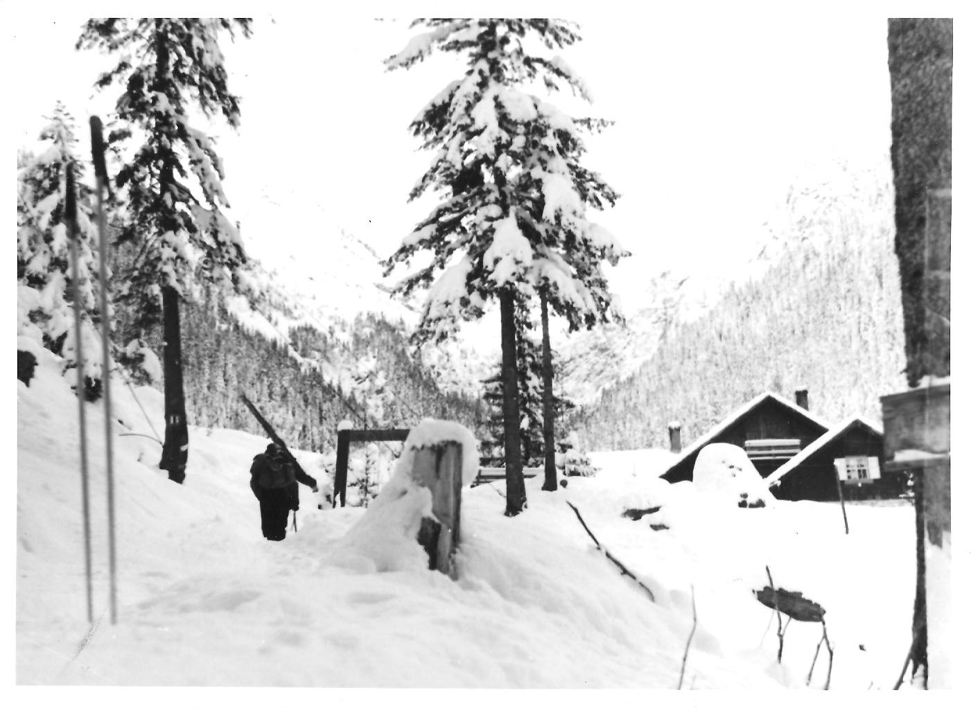 A Fogarasi havasok Szombatfalvi (Válea Simbatei) völgyében a hasonló nevű menedékház felé igyekszünk kb. 20 km-es gyalogtúrával 1968 decemberében.