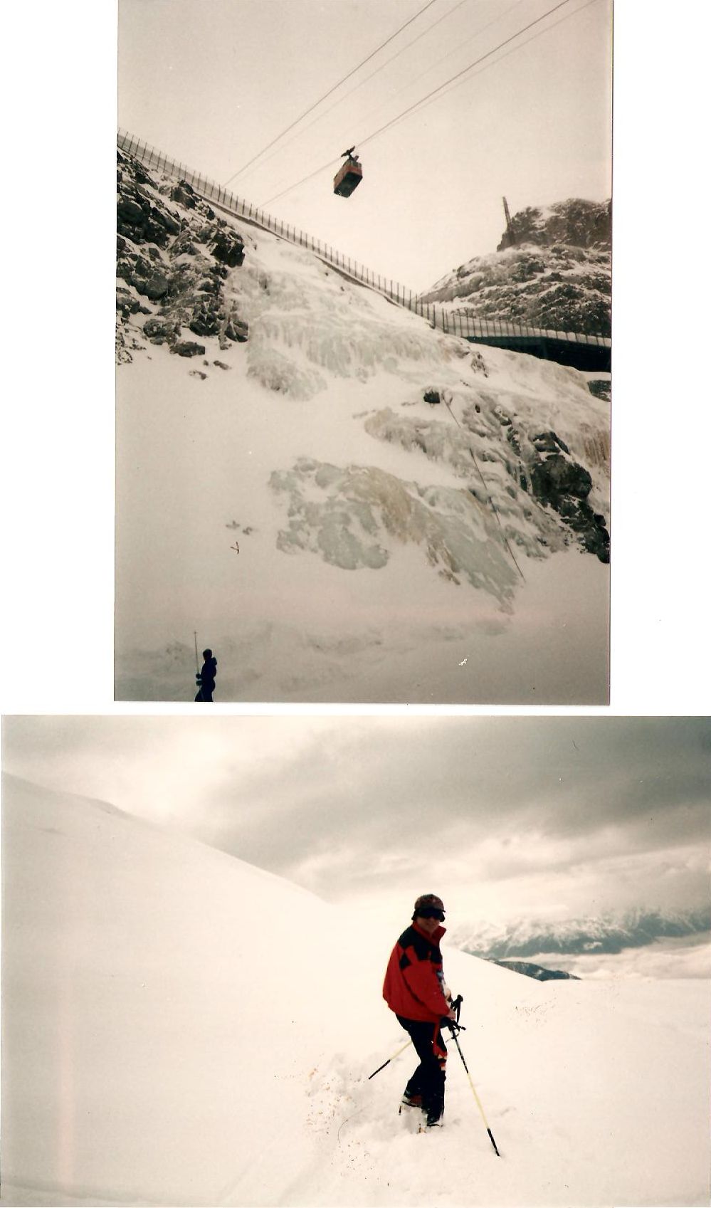 Olaszországban a Tonále gleccseren. Sízés a Cima Presenától 3069 m-ről a Passo Paradiso (Paradicsom-hágó) felé 2585 m-re. A szűzhó olyan, mint a pehelypaplan pihéi!