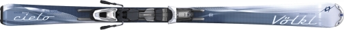 Völkl Cielo síléc LT 10 Attiva kötéssel.  Női síléc kezdő és középhaladó síelők részére. Tökéletes választás a kezdő síelőknek. Könnyű felépítésű, fordulékony, relatív puha sí. Marker LT 10 Attiva kötéssel. Composite Core szerkezet