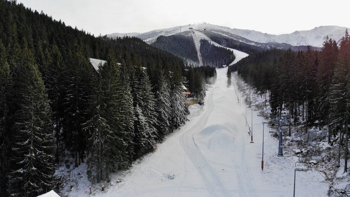 Nyitás előtti hóágyúzás Chopokon, Biela Púť (13-as pálya)