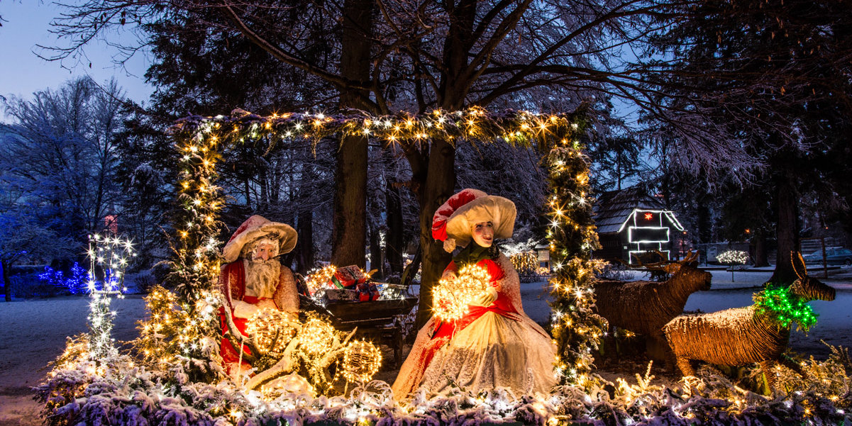 Mozirski Gaj - a karácsonyi fényekkel díszített botanikus kert egész estés program