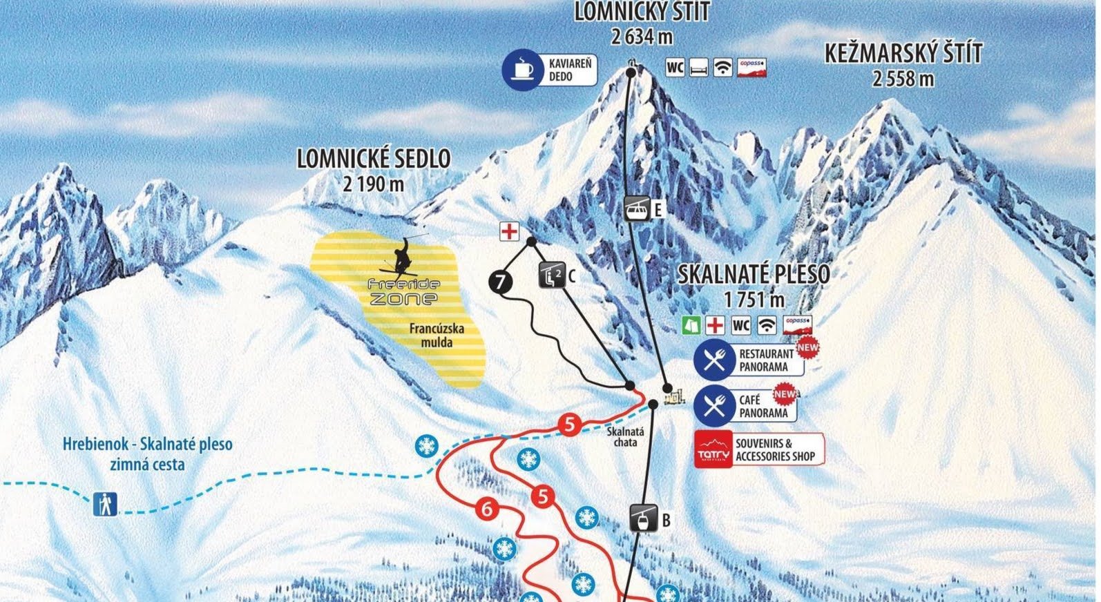 Lomnické sedlo = Lomnici-nyereg: legendásan meredek a Lomnici-csúcs alatti sípálya