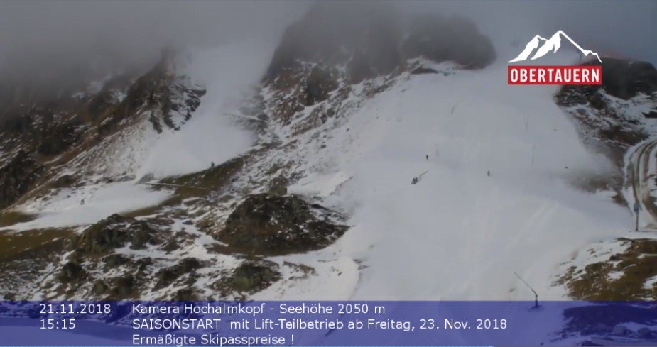 A Hochalmbahn üléses és a lejtője a webkamerán