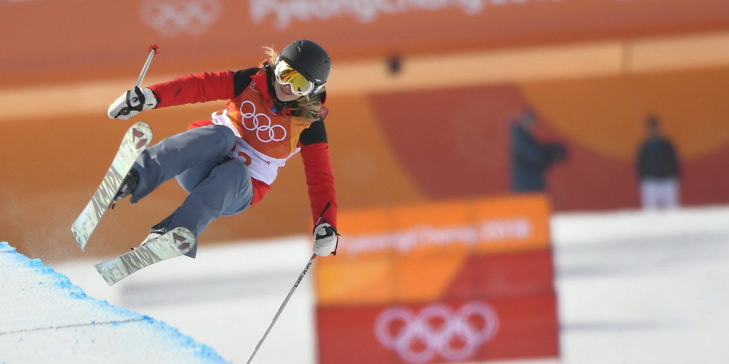 A magyar színekben induló Swaney Elizabeth Marian a női síakrobaták félcső versenyszámának selejtezőjében a phjongcshangi téli olimpián 2018. február 19-én. MTI Fotó: Czeglédi Zsolt