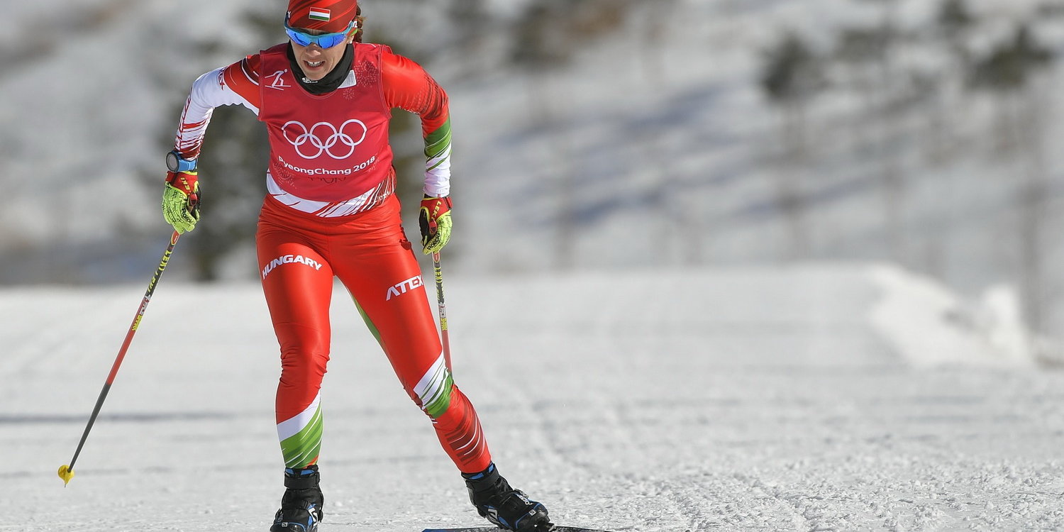 Szőcs Emőke sífutó edz a phjongcshangi Alpensia Sífutó Központban 2018. február 7-én. MTI Fotó: Czeglédi Zsolt